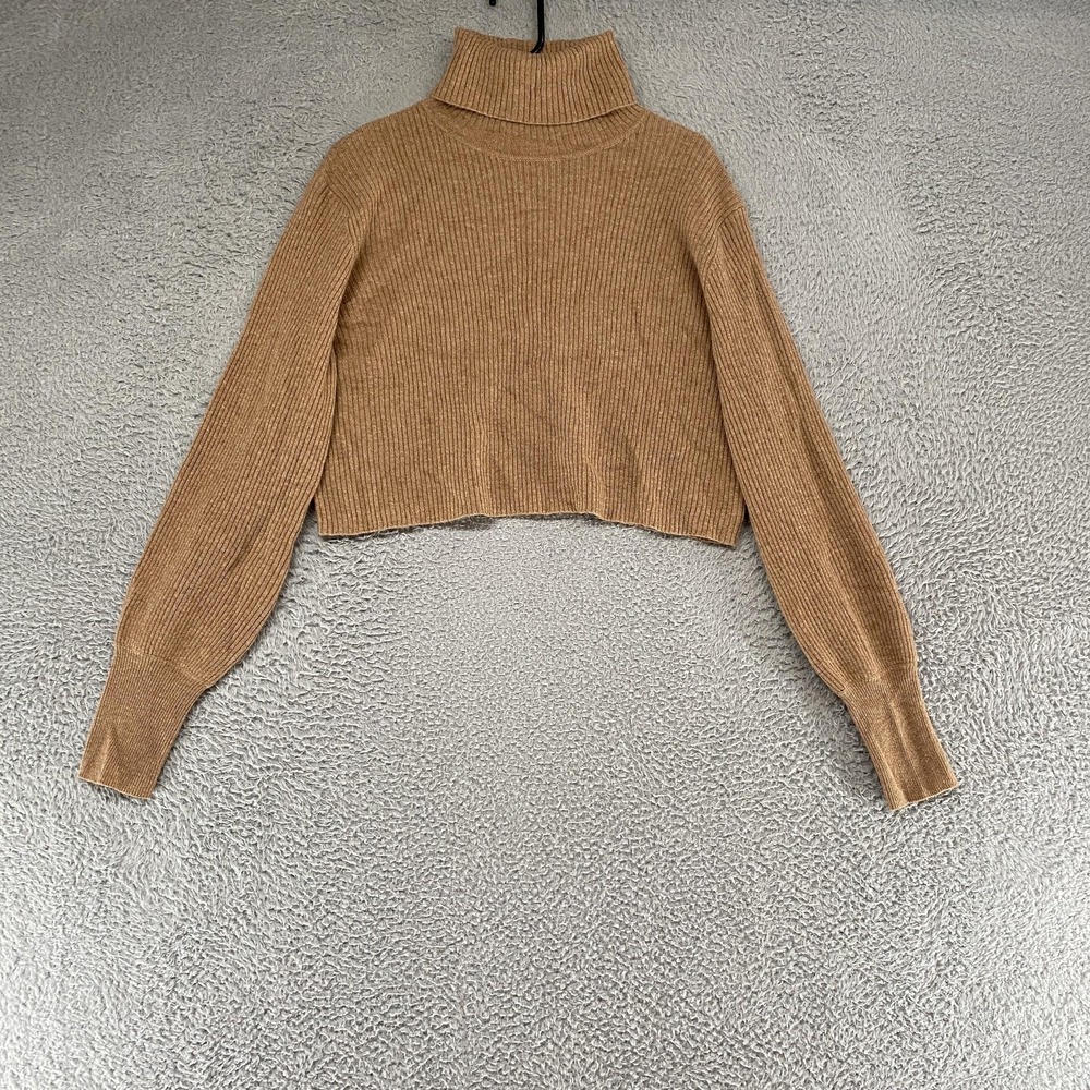 Reformation 100% Cashmere Sweater Womens Small Luisa Cropped‎ Ribbed Turtleneck